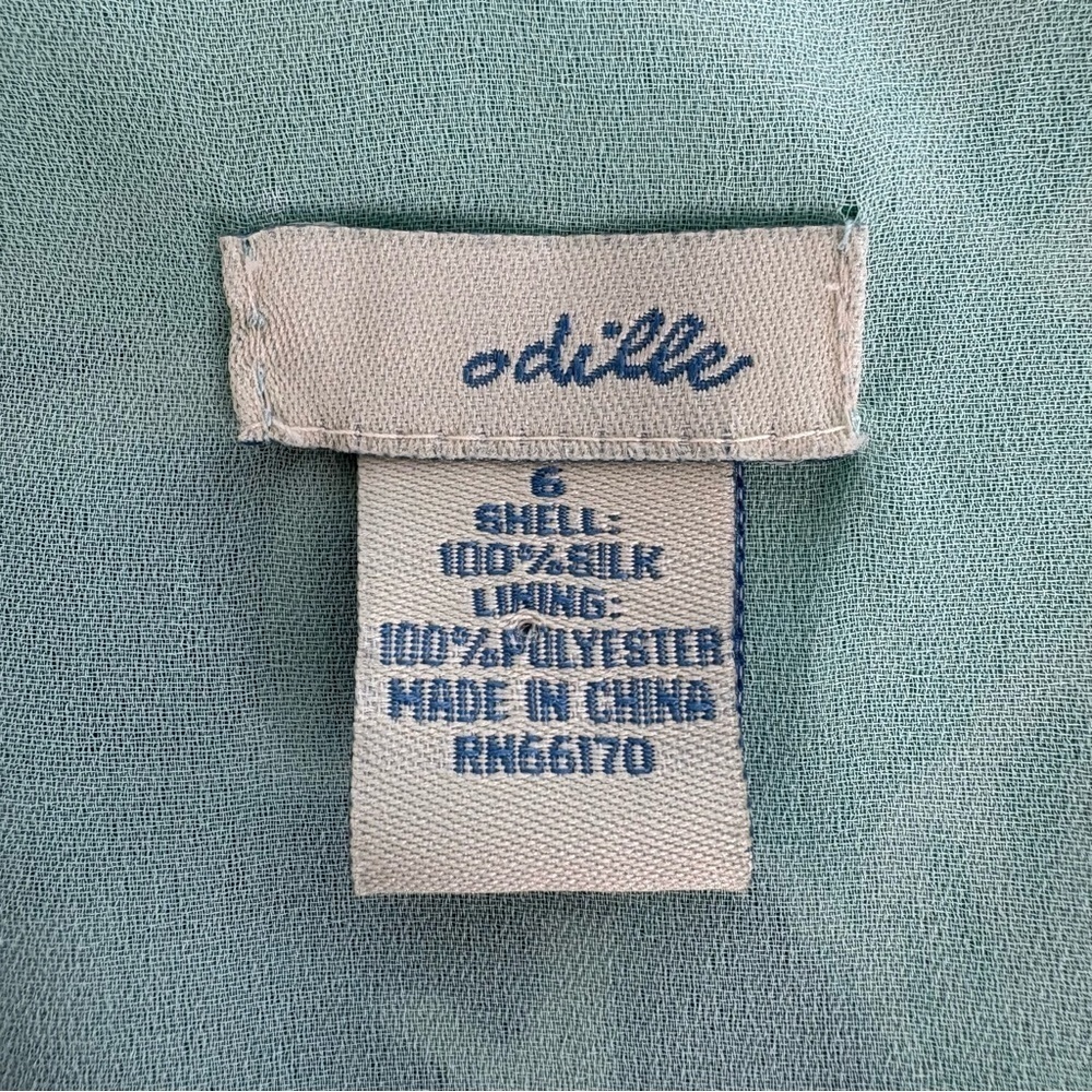 Odille 100% Silk Drop Waist Dress 6 Teal Floral Velvet Lace 90s Y2K Whimsigoth - Picture 13 of 15
